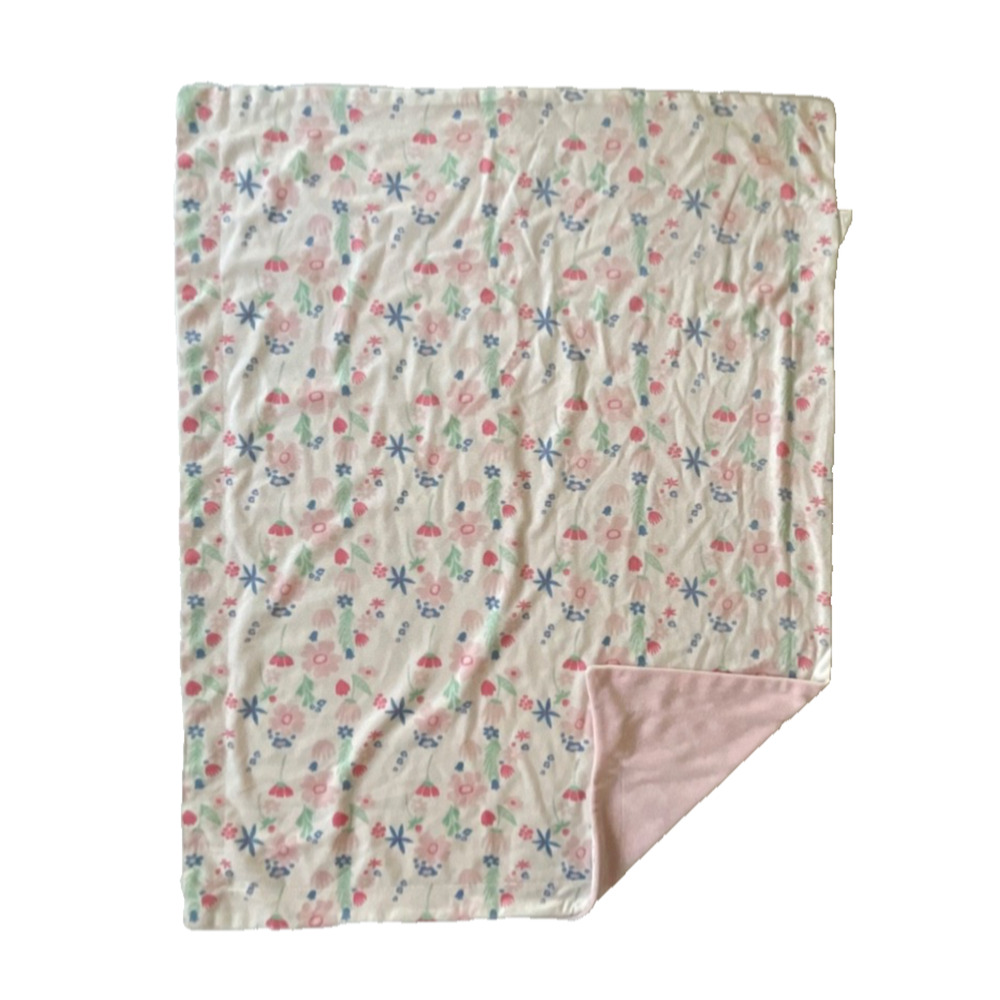 Lila and Jack Pink Floral Flower Baby Blanket Target Green Blue Double Sided